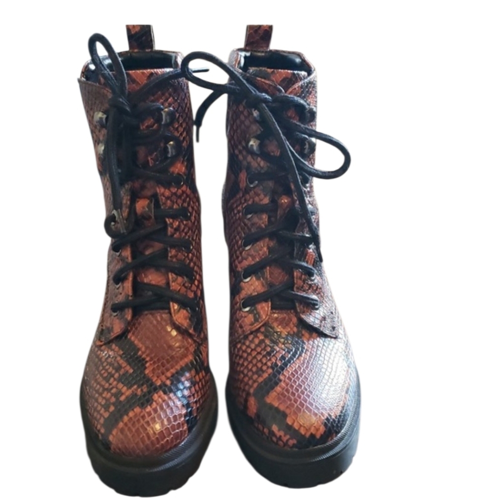 Aerosoles Elena Snakeskin Combat Boots